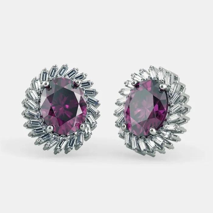 Grace PURPLE AMETHYST OVAL EARRINGS 925 Earrings