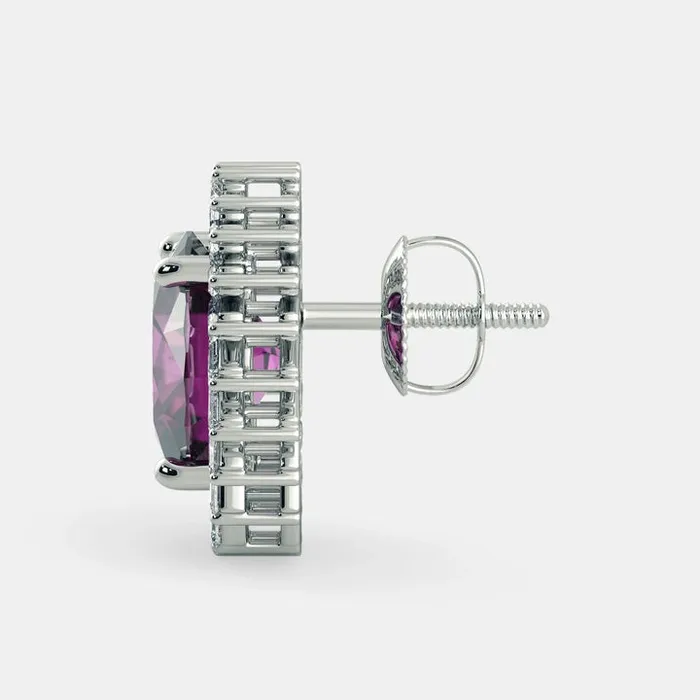 Grace PURPLE AMETHYST OVAL EARRINGS 925 Earrings