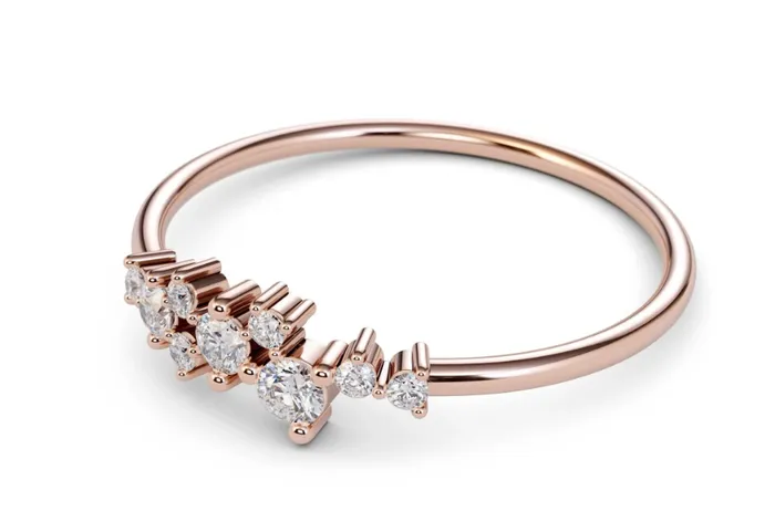 Grandeur Creations Rings 14k Rose Gold Scattered Diamond Ring I7226
