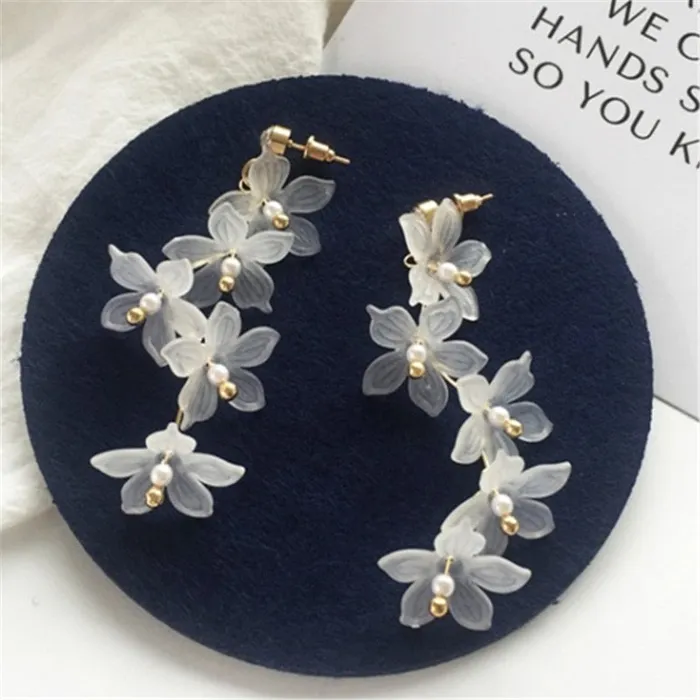 Handmade Long Acrylic DropDangle Earrings for Women and Girls All in White Gold Plated SWEET T 52 Earrings