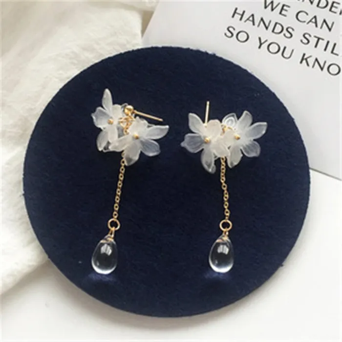 Handmade Long Acrylic DropDangle Earrings for Women and Girls All in White Gold Plated SWEET T 52 Earrings