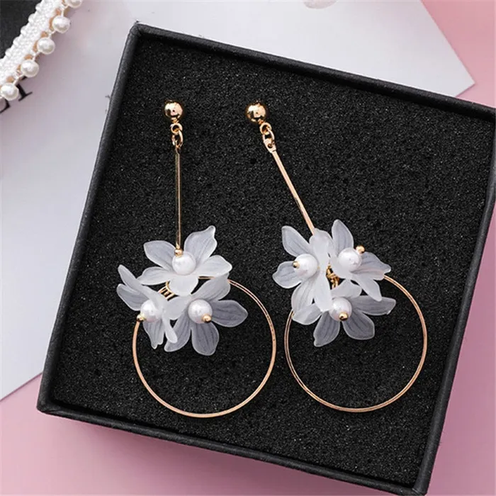 Handmade Long Acrylic DropDangle Earrings for Women and Girls All in White Gold Plated SWEET T 52 Earrings