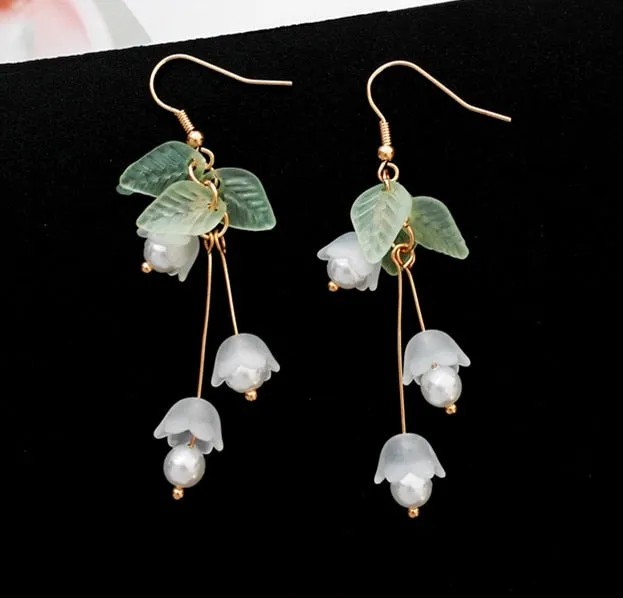 Handmade Long Acrylic DropDangle Earrings for Women and Girls All in White Gold Plated SWEET T 52 Earrings
