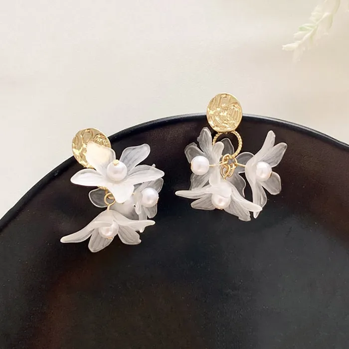 Handmade Long Acrylic DropDangle Earrings for Women and Girls All in White Gold Plated SWEET T 52 Earrings