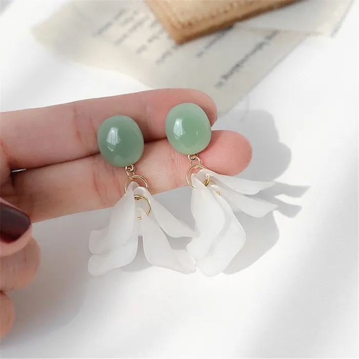 Handmade Long Acrylic DropDangle Earrings for Women and Girls All in White Gold Plated SWEET T 52 Earrings