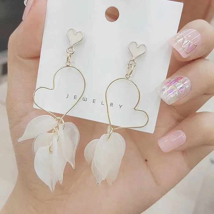 Handmade Long Acrylic DropDangle Earrings for Women and Girls All in White Gold Plated SWEET T 52 Earrings