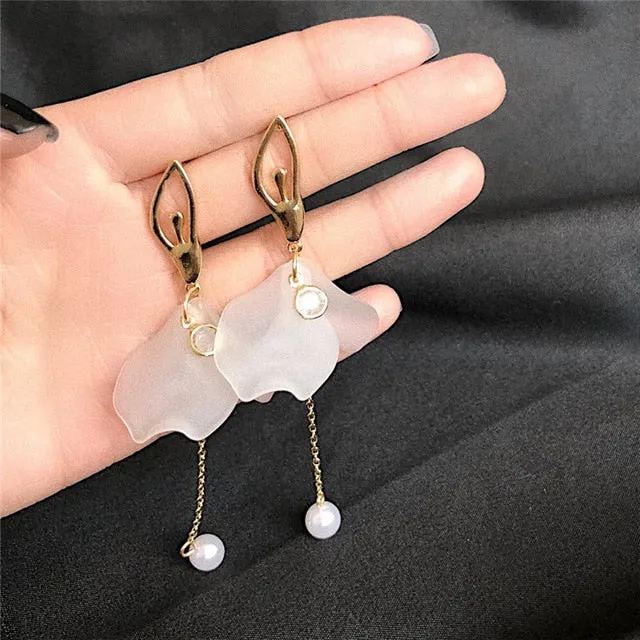 Handmade Long Acrylic DropDangle Earrings for Women and Girls All in White Gold Plated SWEET T 52 Earrings