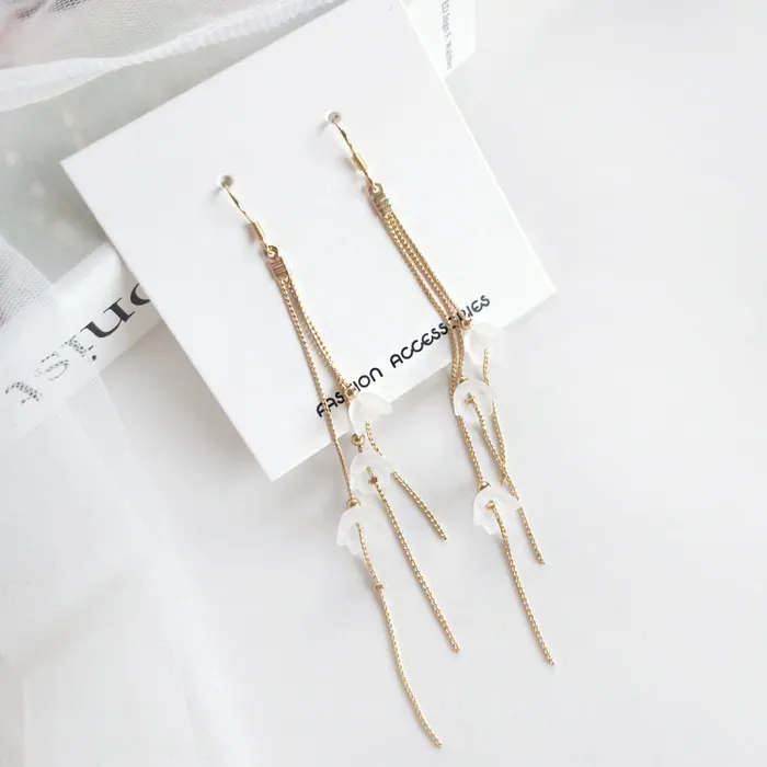 Handmade Long Acrylic DropDangle Earrings for Women and Girls All in White Gold Plated SWEET T 52 Earrings