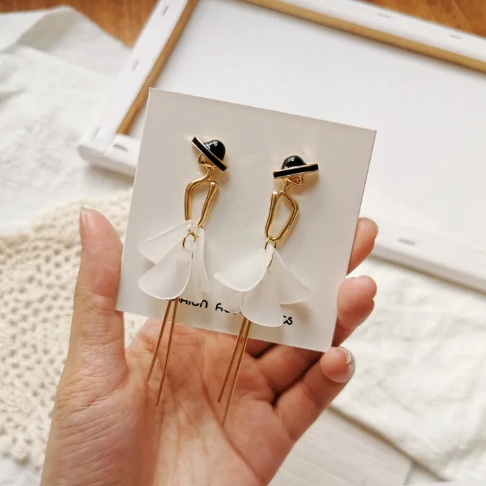 Handmade Long Acrylic DropDangle Earrings for Women and Girls All in White Gold Plated SWEET T 52 Earrings