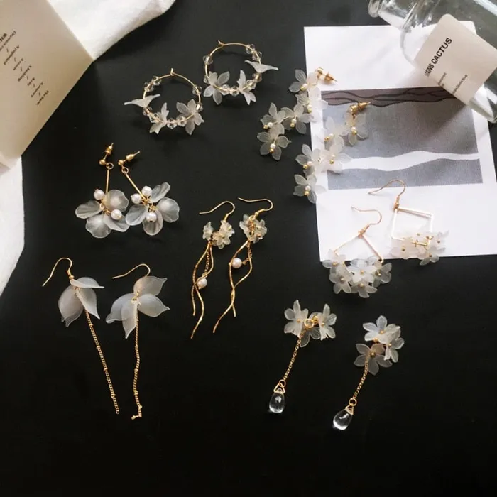 Handmade Long Acrylic DropDangle Earrings for Women and Girls All in White Gold Plated SWEET T 52 Earrings