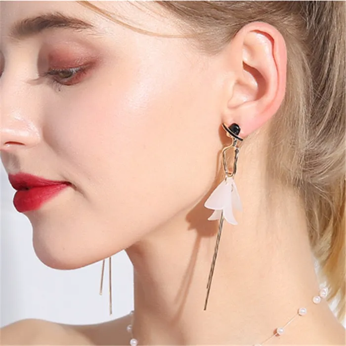 Handmade Long Acrylic DropDangle Earrings for Women and Girls All in White Gold Plated SWEET T 52 Earrings