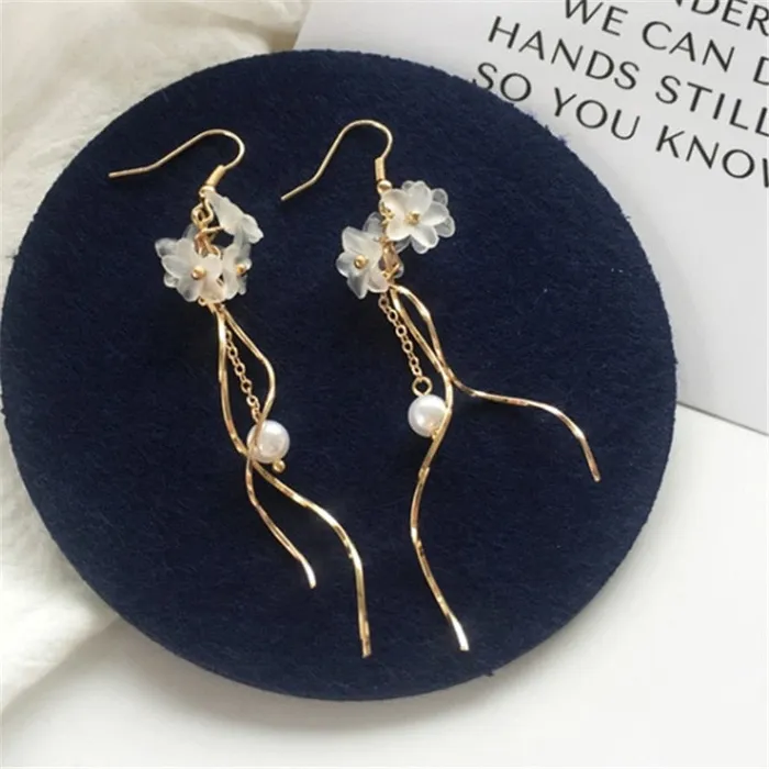 Handmade Long Acrylic DropDangle Earrings for Women and Girls All in White Gold Plated SWEET T 52 Earrings