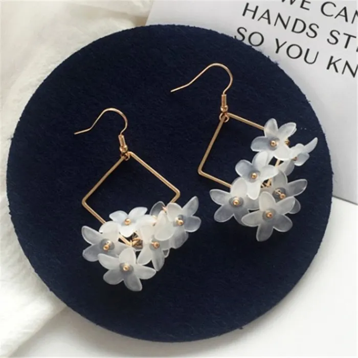 Handmade Long Acrylic DropDangle Earrings for Women and Girls All in White Gold Plated SWEET T 52 Earrings