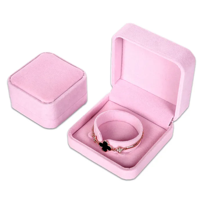 JPIDisplay Bracelets Single Deluxe Plush Pink Velvet BraceletWatch Jewelry Box