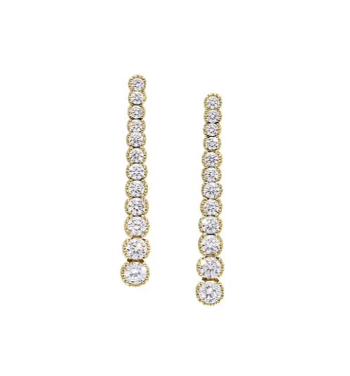 Kelly Waters Gold Plated Micropave CZ Graduating Drop Earrings SI3354 Kelly Waters Earrings Kelly Waters Gold Plated Micropave CZ Graduating Drop Earrings SI3354 Kelly Waters Earrings