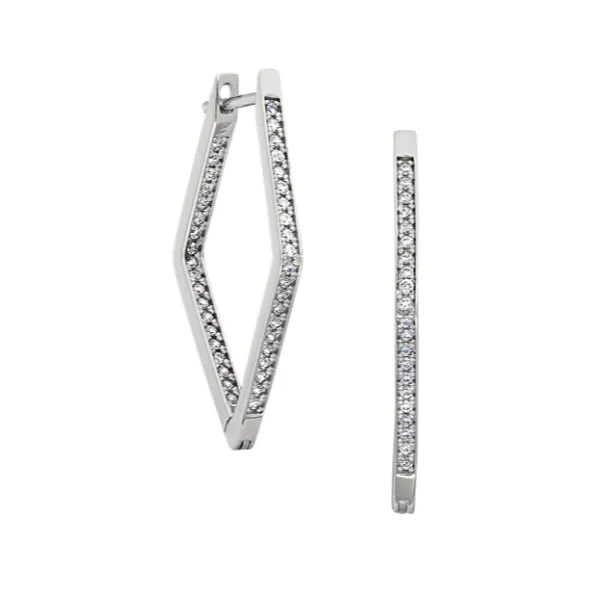 Kelly Waters Kelly Waters Sterling Silver Diamond Shape CZ Hoop Earrings SI3343 Earrings Kelly Waters Kelly Waters Sterling Silver Diamond Shape CZ Hoop Earrings SI3343 Earrings