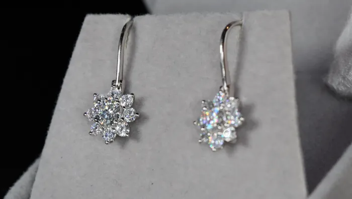 Lab Diamonds London Earrings Silver Moissanite Snowflake Earrings Moissanite Diamond Snowflake Earrings