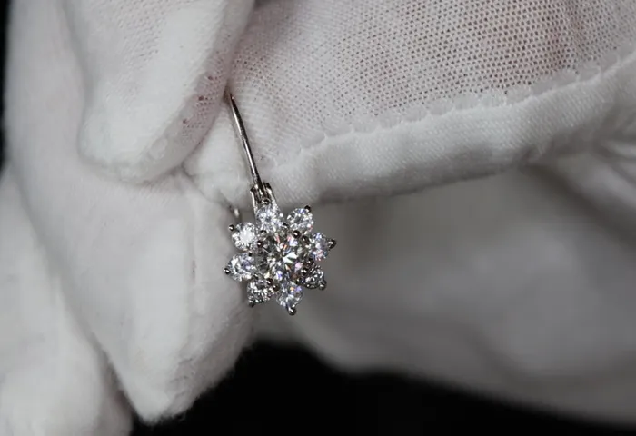 Lab Diamonds London Earrings Silver Moissanite Snowflake Earrings Moissanite Diamond Snowflake Earrings