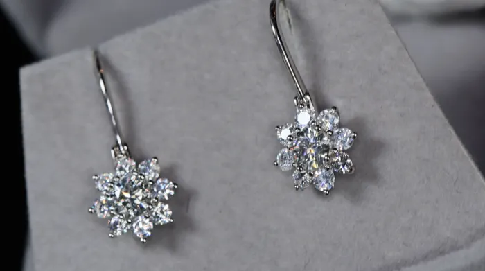 Lab Diamonds London Earrings Silver Moissanite Snowflake Earrings Moissanite Diamond Snowflake Earrings