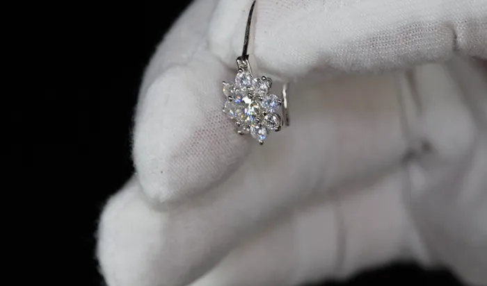 Lab Diamonds London Earrings Silver Moissanite Snowflake Earrings Moissanite Diamond Snowflake Earrings