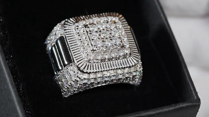 Lab Diamonds London Lab Grown Diamond Hip Hop Rings Mens Big Moissanite Diamond Ring Rings