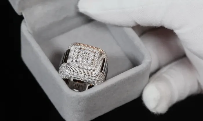 Lab Diamonds London Lab Grown Diamond Hip Hop Rings Mens Big Moissanite Diamond Ring Rings