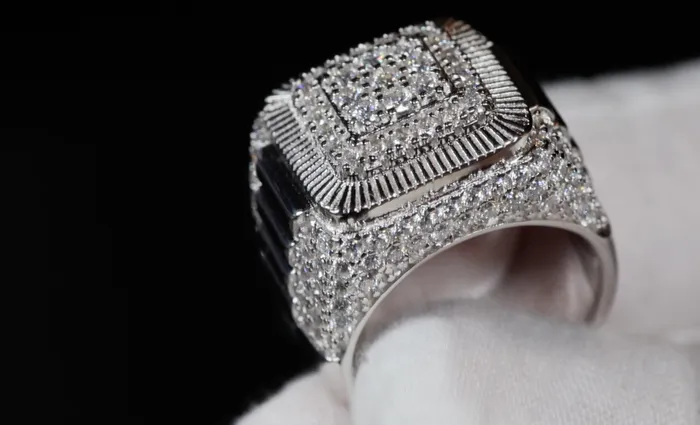 Lab Diamonds London Lab Grown Diamond Hip Hop Rings Mens Big Moissanite Diamond Ring Rings