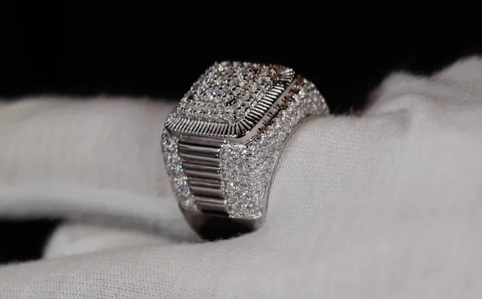 Lab Diamonds London Lab Grown Diamond Hip Hop Rings Mens Big Moissanite Diamond Ring Rings