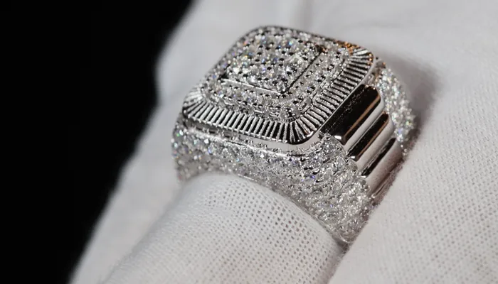 Lab Diamonds London Lab Grown Diamond Hip Hop Rings Mens Big Moissanite Diamond Ring Rings