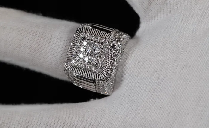 Lab Diamonds London Lab Grown Diamond Hip Hop Rings Mens Big Moissanite Diamond Ring Rings