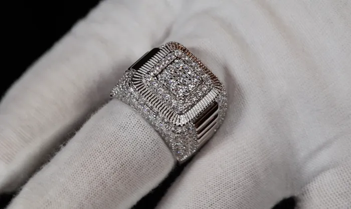 Lab Diamonds London Lab Grown Diamond Hip Hop Rings Mens Big Moissanite Diamond Ring Rings