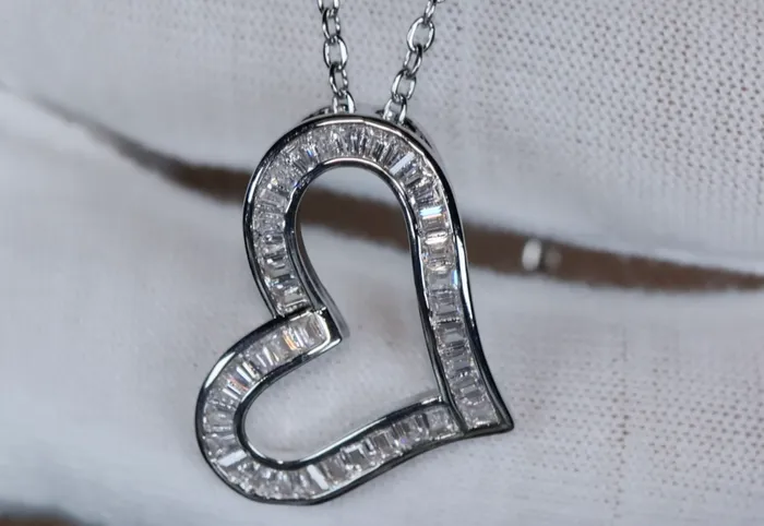 Lab Diamonds London Necklaces Diamond Heart Pendant Silver Diamond Heart Pendant