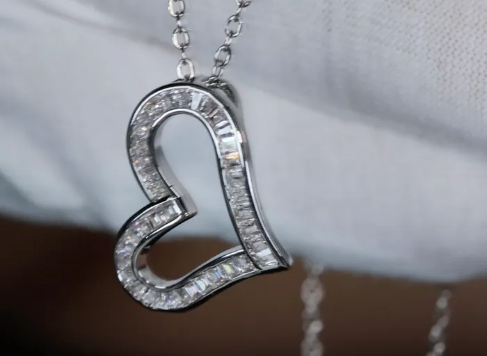 Lab Diamonds London Necklaces Diamond Heart Pendant Silver Diamond Heart Pendant