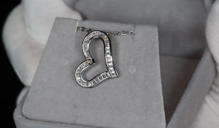 Lab Diamonds London Necklaces Diamond Heart Pendant Silver Diamond Heart Pendant