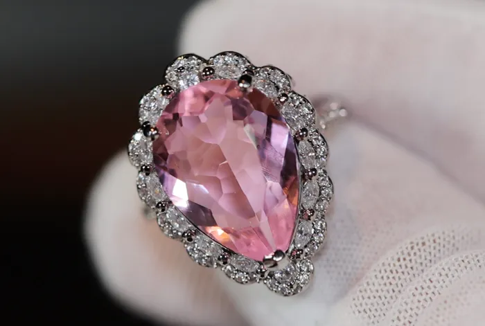 Lab Diamonds London Pink Diamond Ring Teardrop Ring Pear Shape Ring Rings