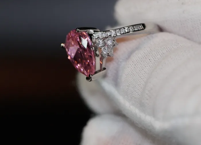 Lab Diamonds London Rings Pink Diamond Ring Teardrop Ring Pear Shape Ring Teardrop Engagement Ring Tear Drop Ring Engagement Ring Diamond Wedding Rings