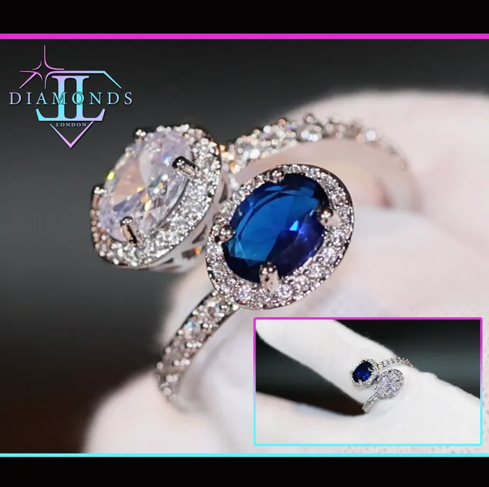 Lab Diamonds London Rings Womens Blue Diamond Ring Blue Oval Diamond Ring