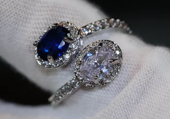 Lab Diamonds London Rings Womens Blue Diamond Ring Blue Oval Diamond Ring