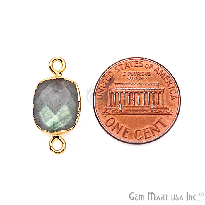 Labradorite 10X12mm Octagon Gold Electroplated Double Bail Gemstone Connector GemMartUSA PreStyled Sets