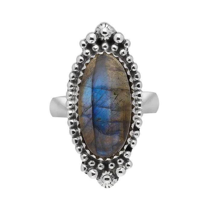Labradorite Bold Ring Solid 925 Sterling Silver Gemstone Jewelry YoTreasure Rings