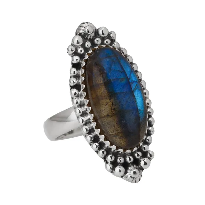 Labradorite Bold Ring Solid 925 Sterling Silver Gemstone Jewelry YoTreasure Rings