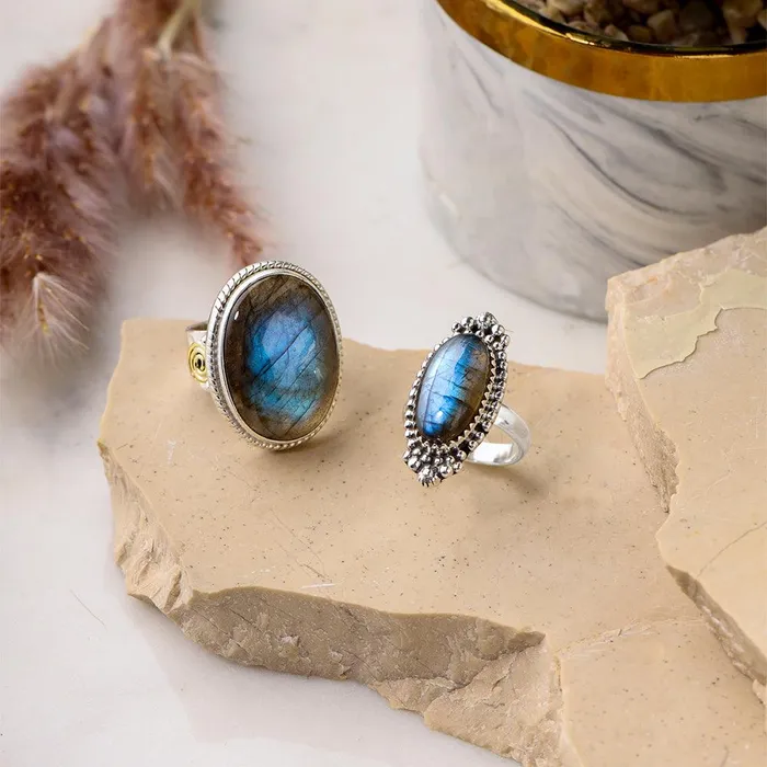 Labradorite Bold Ring Solid 925 Sterling Silver Gemstone Jewelry YoTreasure Rings