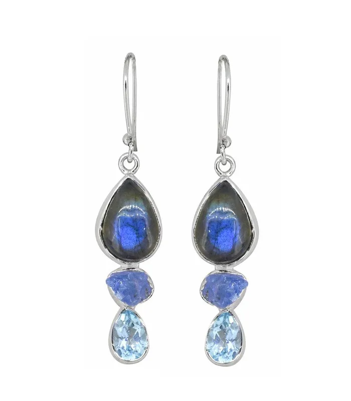 Labradorite Solid 925 Sterling Silver Teardrop Dangle Earrings Jewelry YoTreasure Earrings