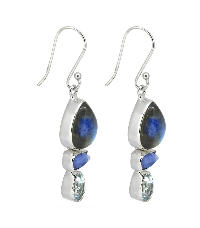 Labradorite Solid 925 Sterling Silver Teardrop Dangle Earrings Jewelry YoTreasure Earrings