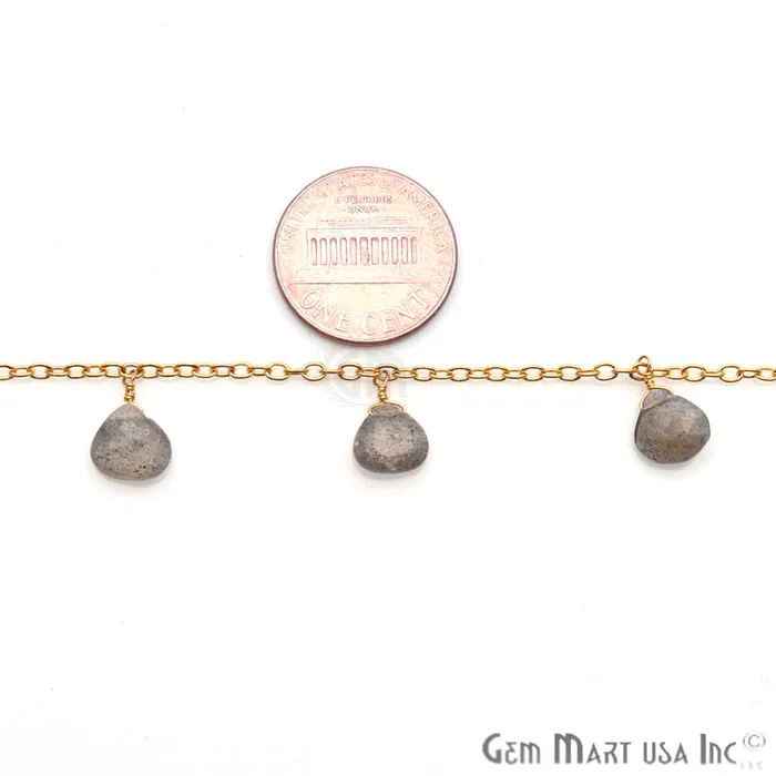 Labradorite Tear Drop Beaded Gold Wire Wrapped Dangle Rosary Chain GemmartUSA Earrings Labradorite Tear Drop Beaded Gold Wire Wrapped Dangle Rosary Chain GemmartUSA Earrings