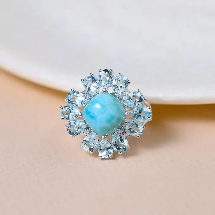 Larimar Sky Blue Topaz Ring in 925 Sterling Silver YoTreasure Rings Larimar Sky Blue Topaz Ring in 925 Sterling Silver YoTreasure Rings