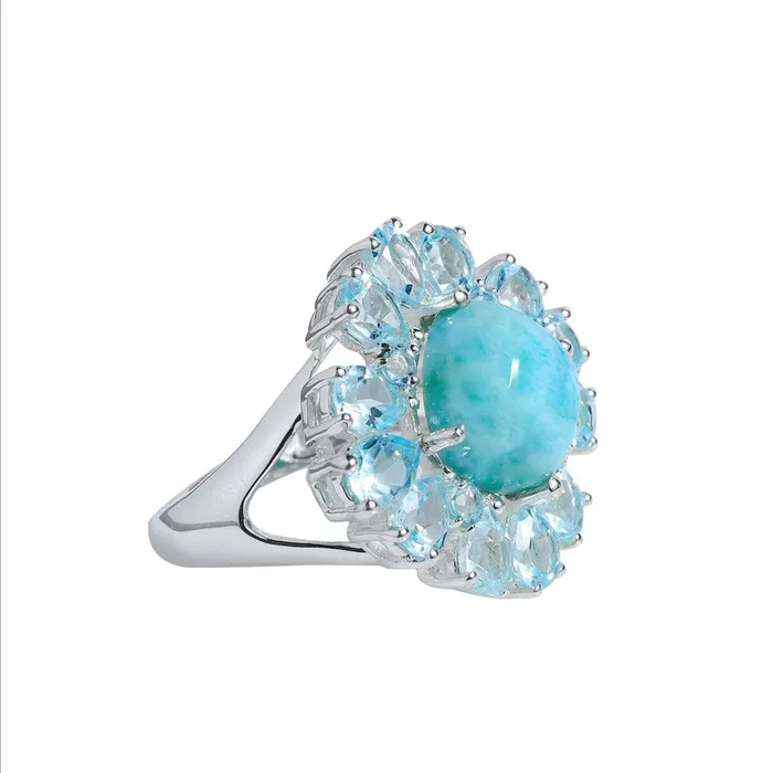 Larimar Sky Blue Topaz Ring in 925 Sterling Silver YoTreasure Rings Larimar Sky Blue Topaz Ring in 925 Sterling Silver YoTreasure Rings