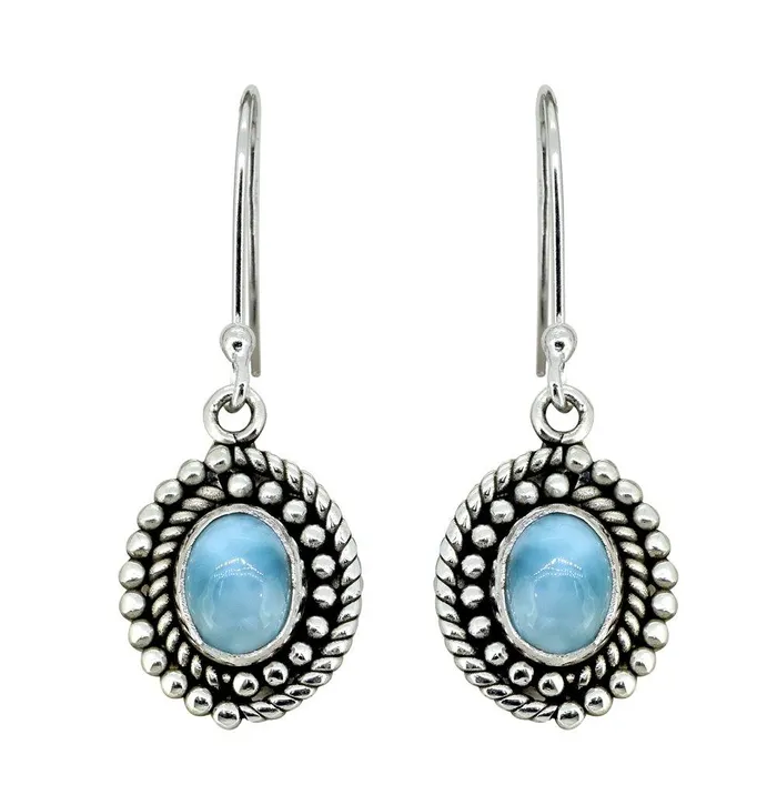 Larimar Solid 925 Sterling Silver Dangle Earrings YoTreasure Earrings