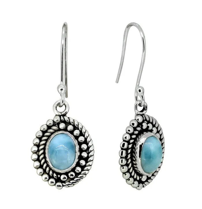 Larimar Solid 925 Sterling Silver Dangle Earrings YoTreasure Earrings