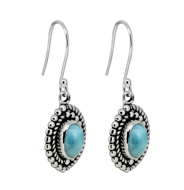 Larimar Solid 925 Sterling Silver Dangle Earrings YoTreasure Earrings